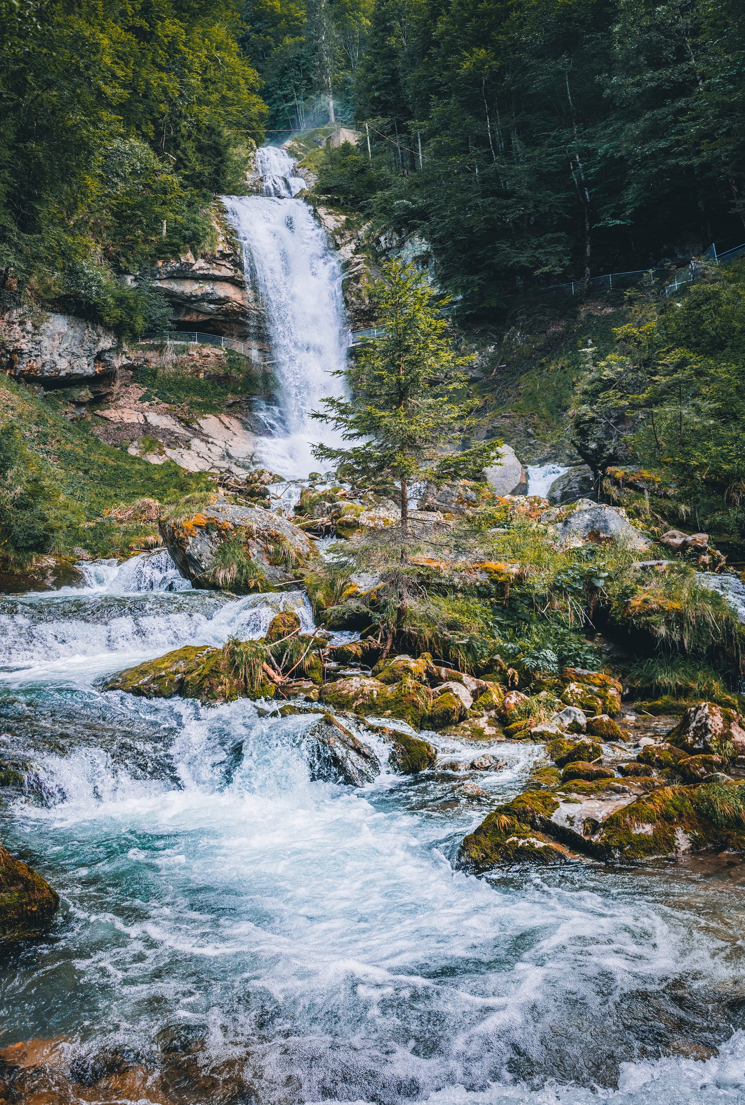 A mountainous waterfall