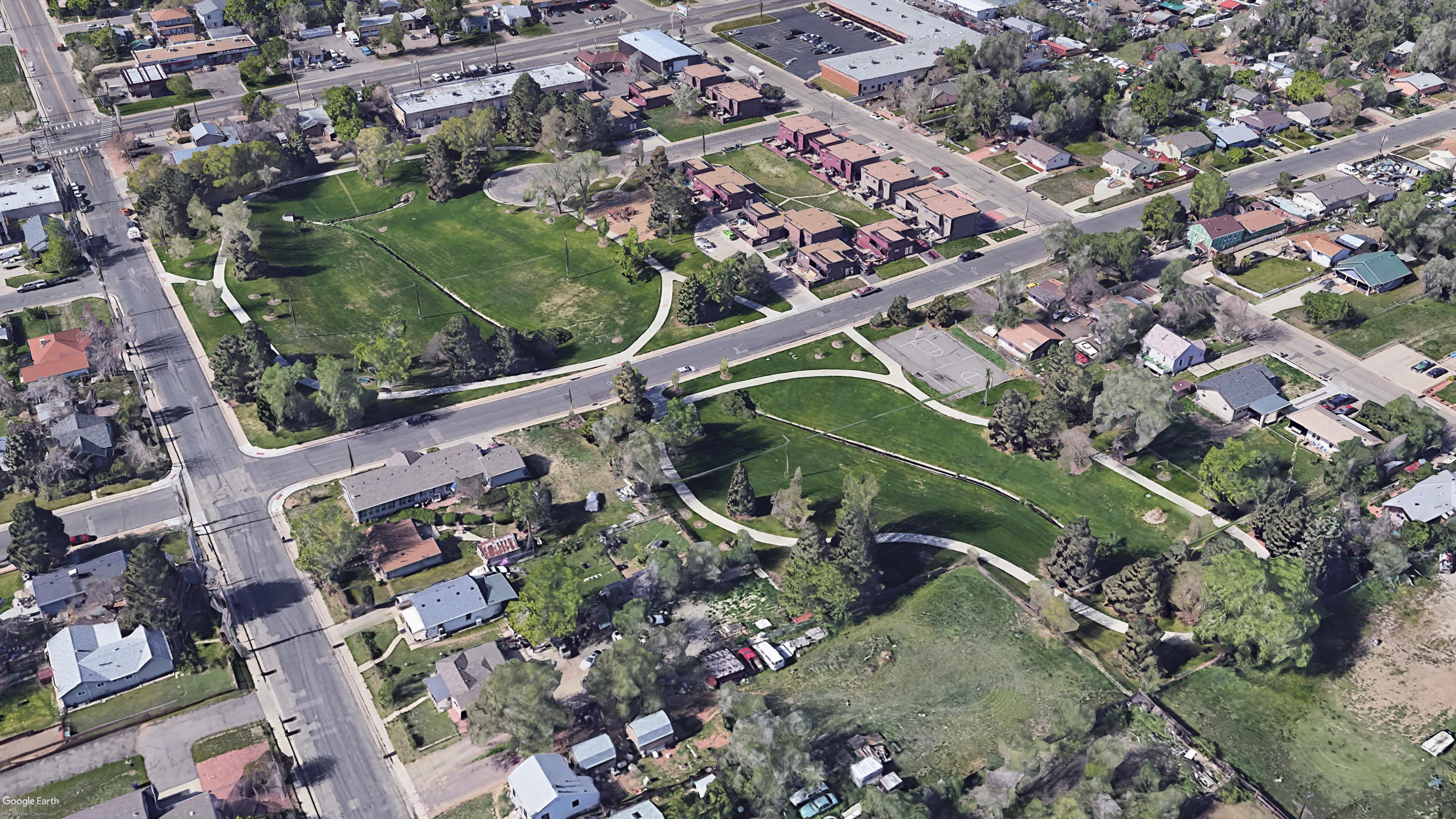 Aerial photo of a park from google images